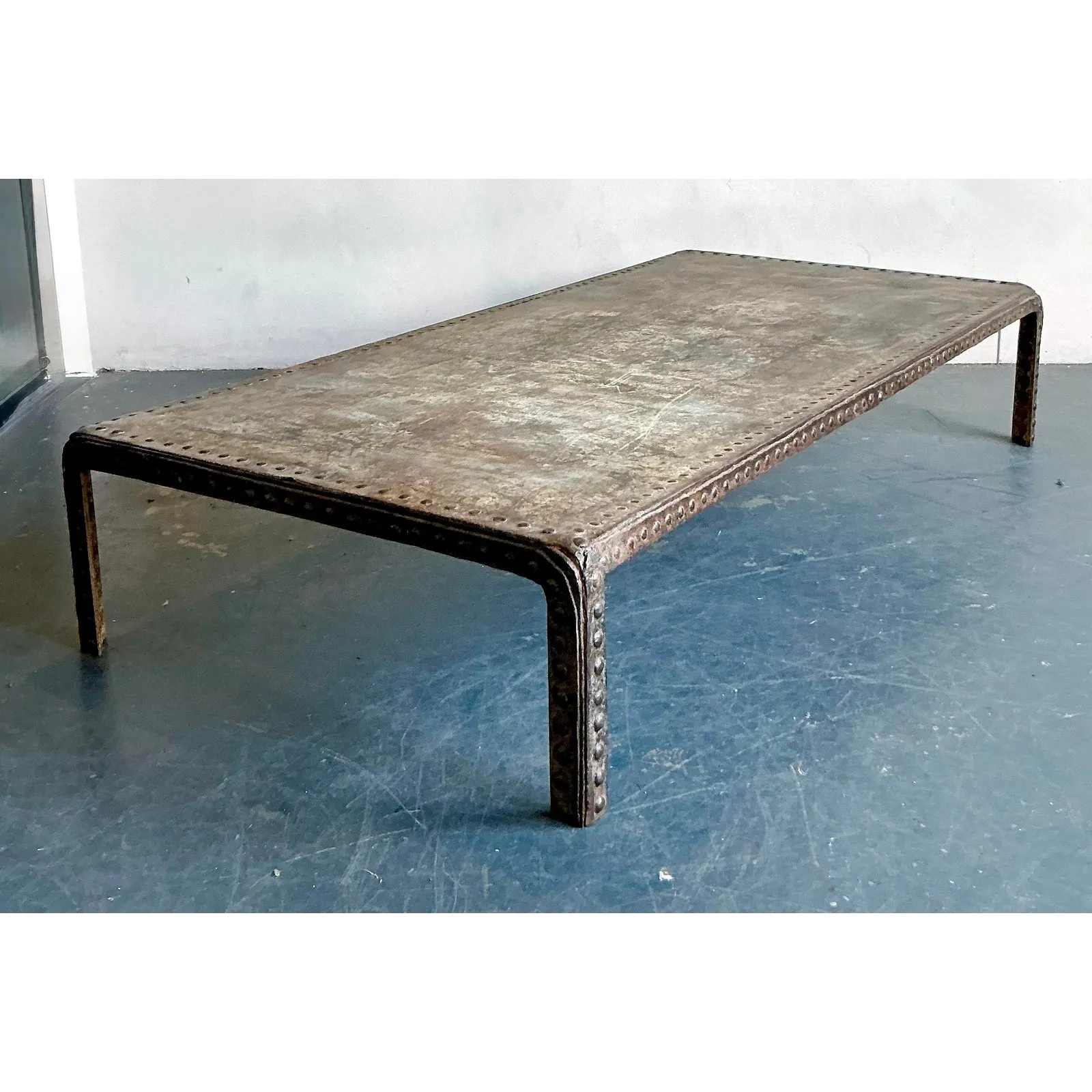 Vintage Boho Industrial Nailhead Coffee Table — additional photo 2