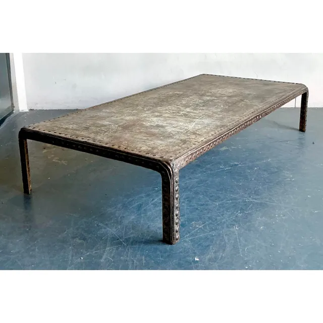 Vintage Boho Industrial Nailhead Coffee Table — additional photo 2