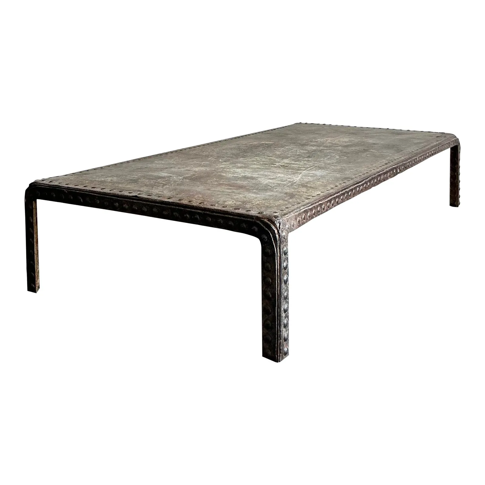 Vintage Boho Industrial Nailhead Coffee Table — additional photo 1