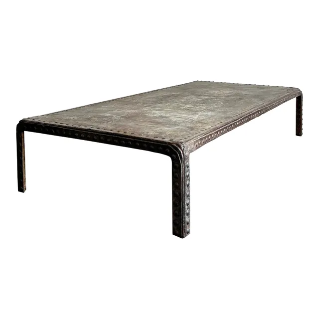 Vintage Boho Industrial Nailhead Coffee Table — additional photo 1