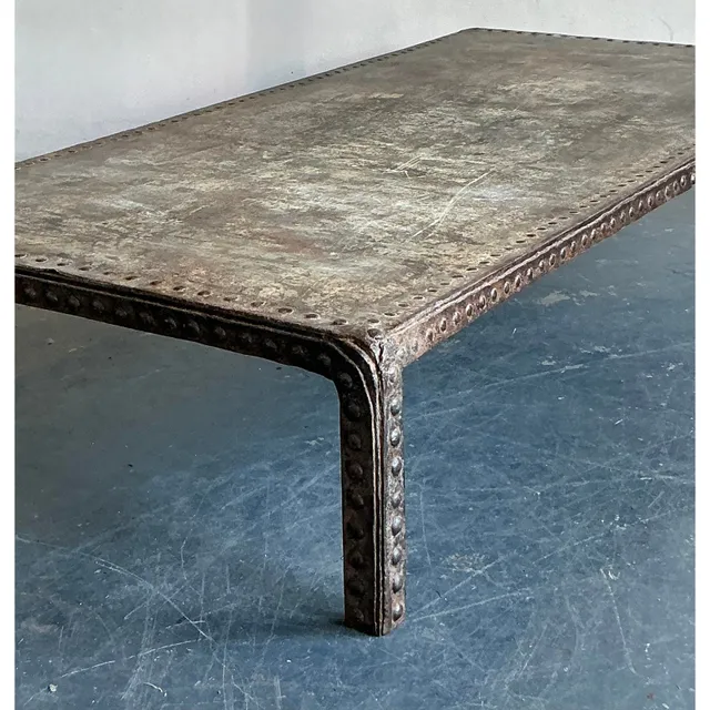 Vintage Boho Industrial Nailhead Coffee Table — additional photo 5