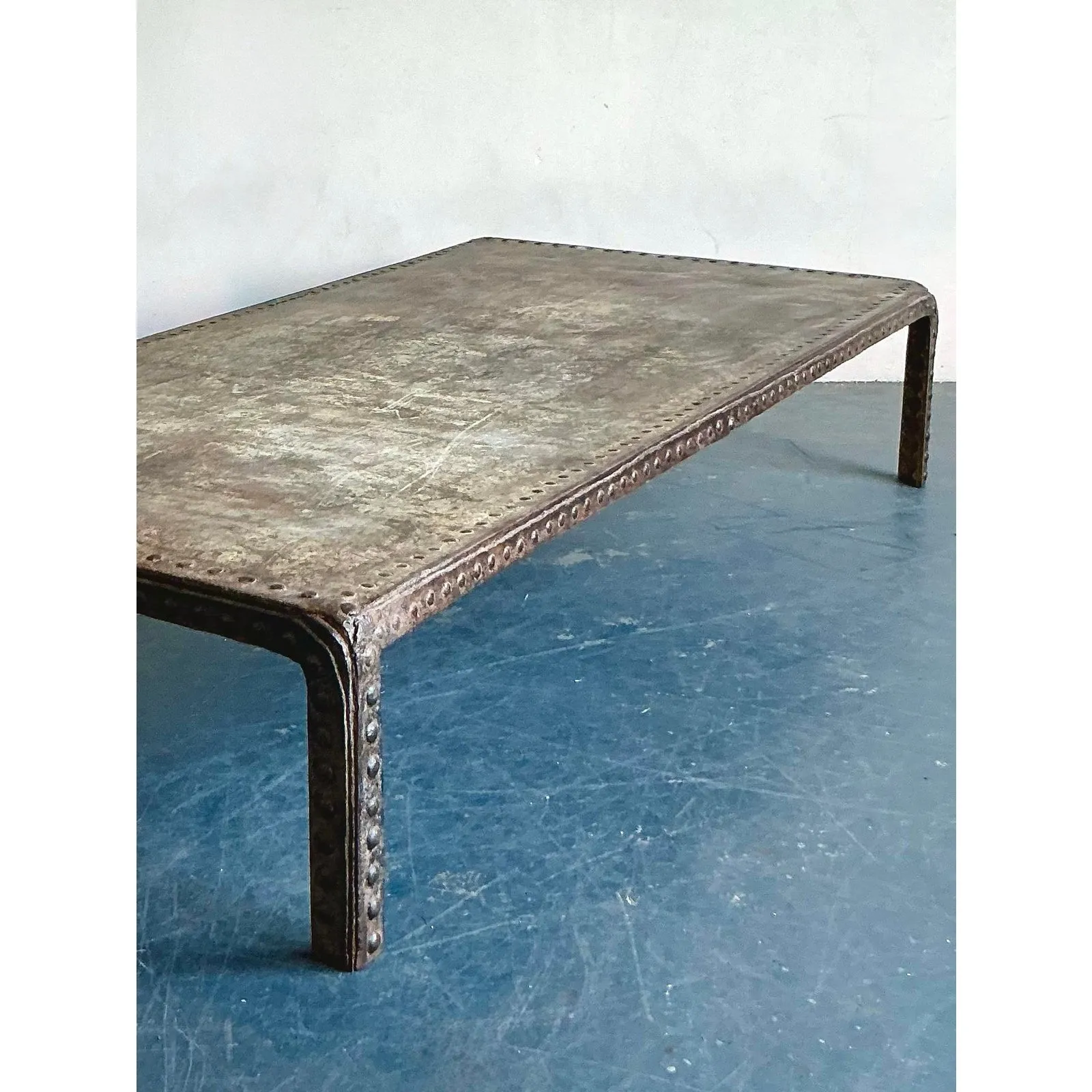 Vintage Boho Industrial Nailhead Coffee Table — additional photo 6