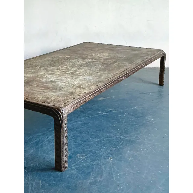 Vintage Boho Industrial Nailhead Coffee Table — additional photo 6