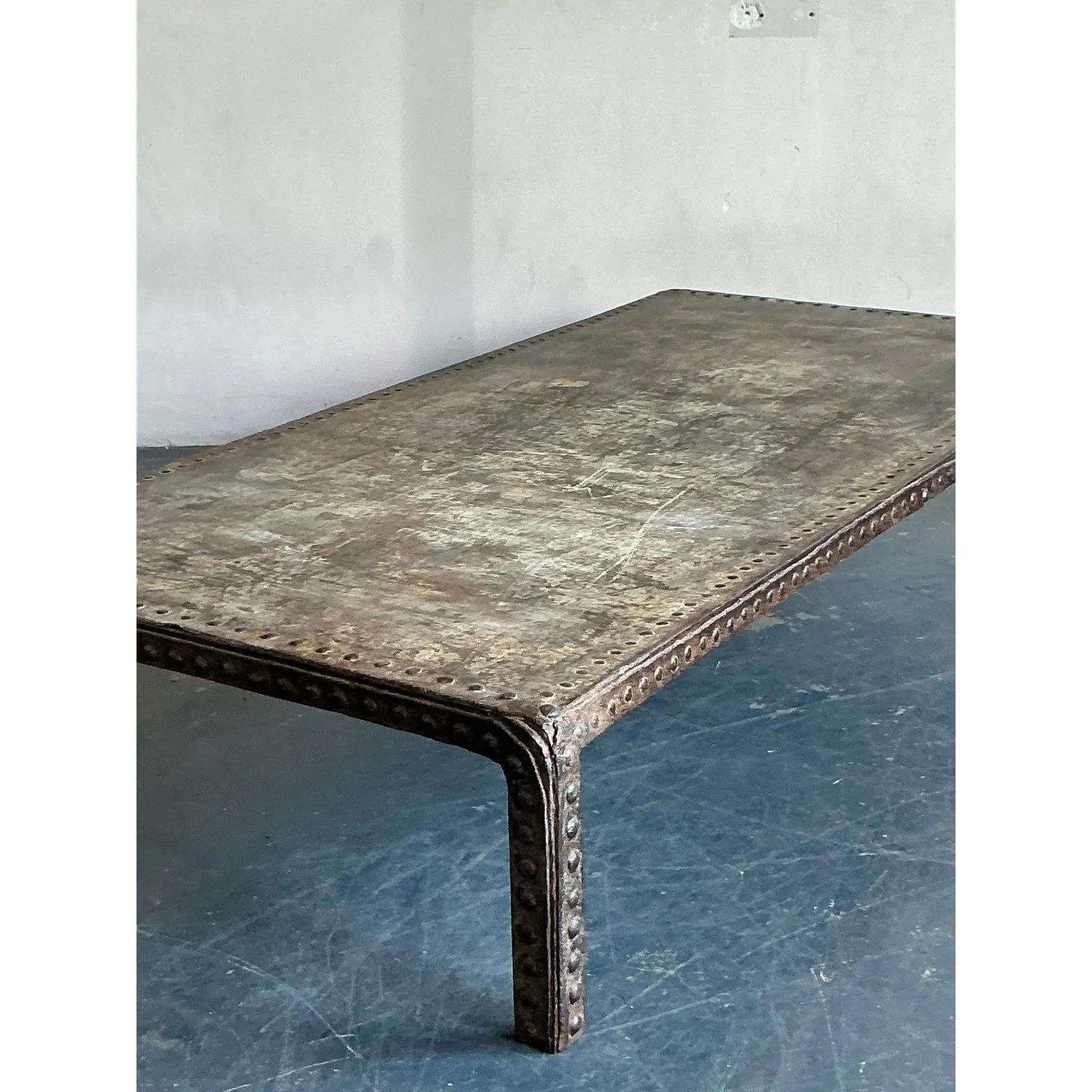 Vintage Boho Industrial Nailhead Coffee Table — additional photo 7