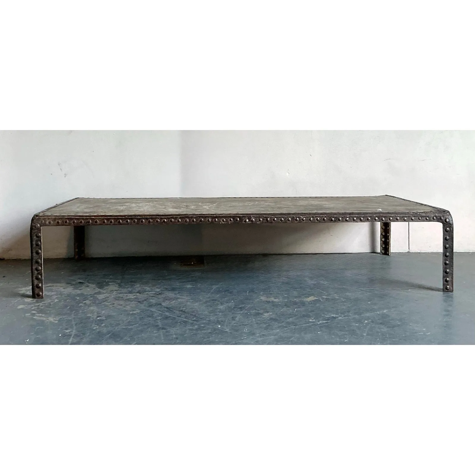 Vintage Boho Industrial Nailhead Coffee Table — additional photo 8