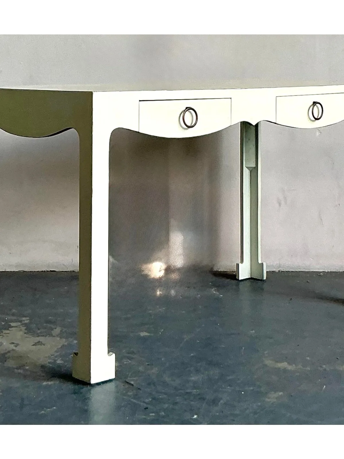 Vintage Regency Scalloped Writing Desk - Close-up view