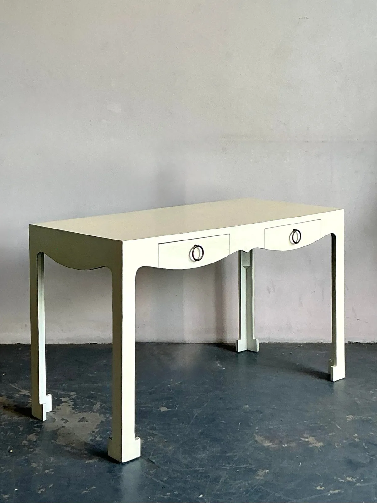 Vintage Regency Scalloped Writing Desk - Interior view