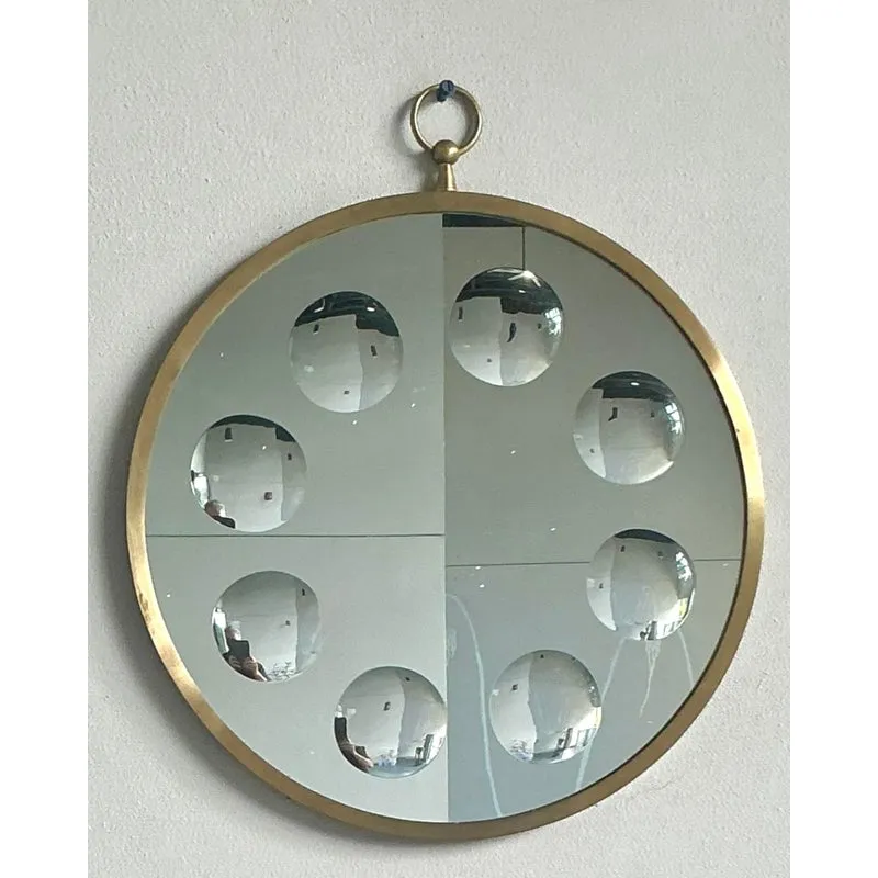 Vintage Italian Convex Circles Mirror After Fornasetti — additional photo 2