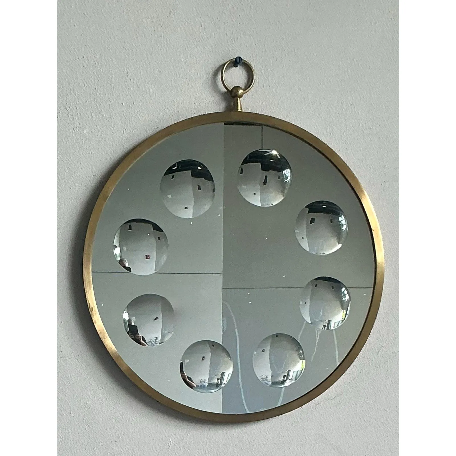 Vintage Italian Convex Circles Mirror After Fornasetti — additional photo 3