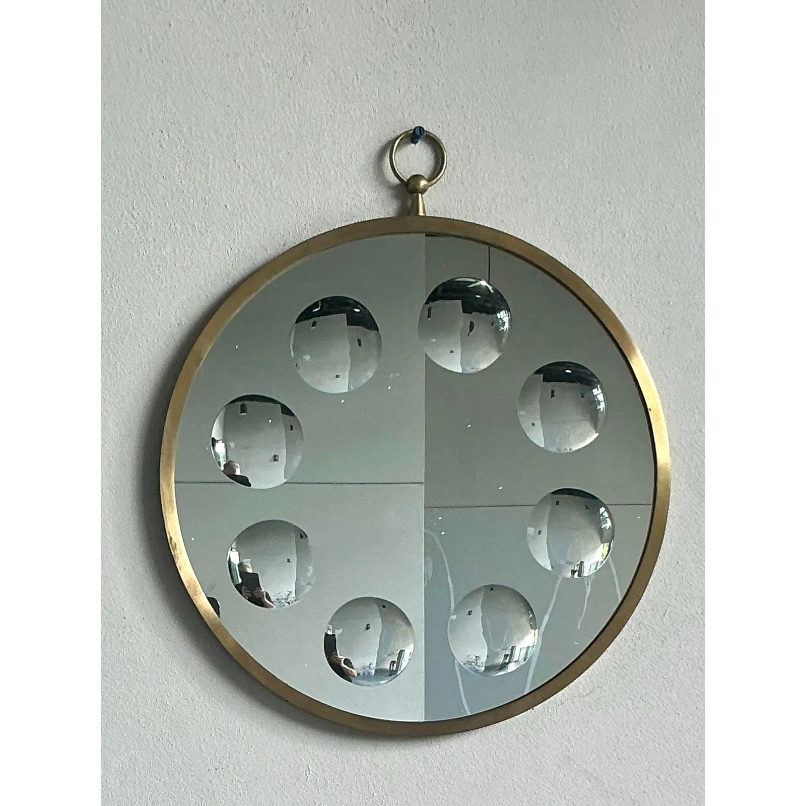 Vintage Italian Convex Circles Mirror After Fornasetti — additional photo 4