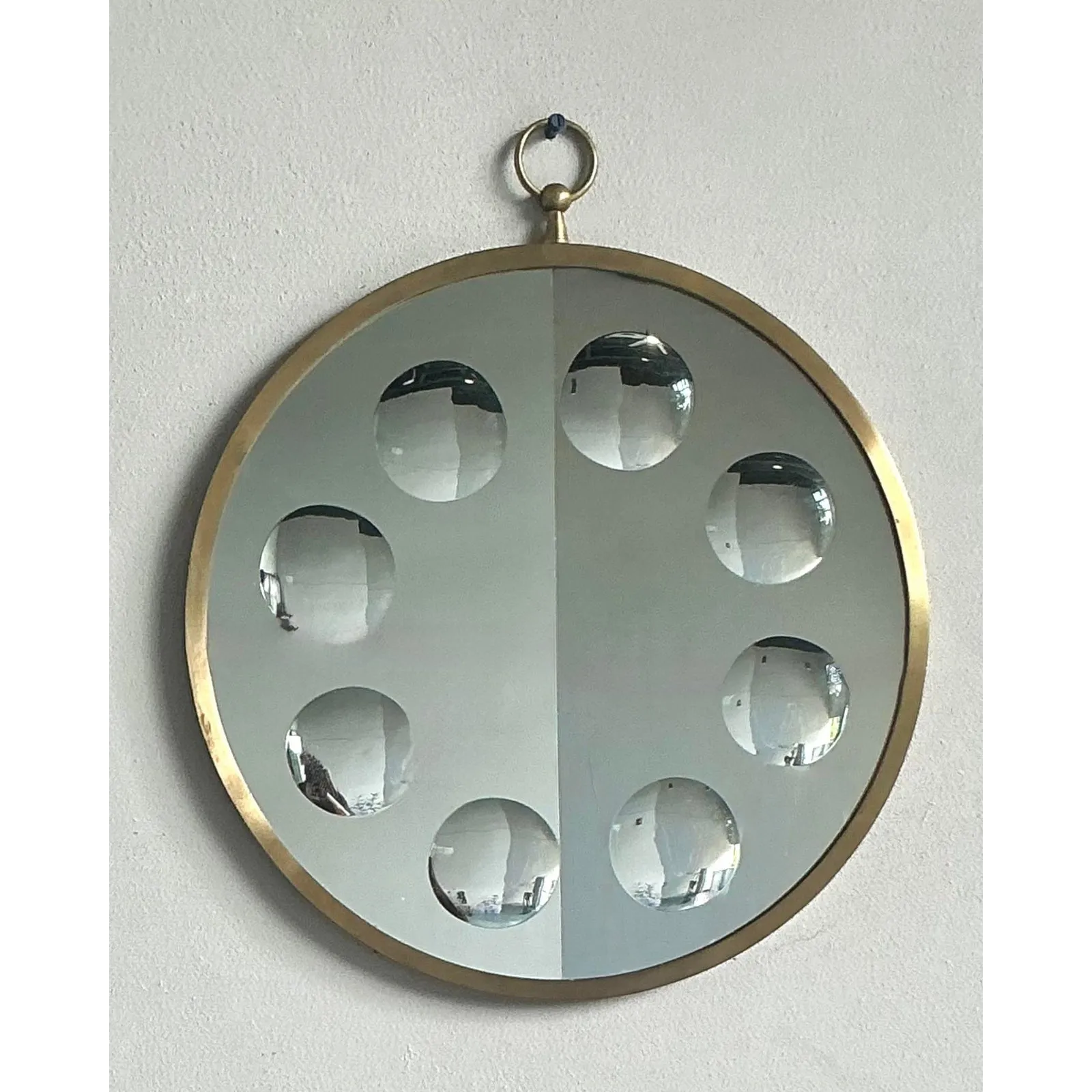Vintage Italian Convex Circles Mirror After Fornasetti — additional photo 5