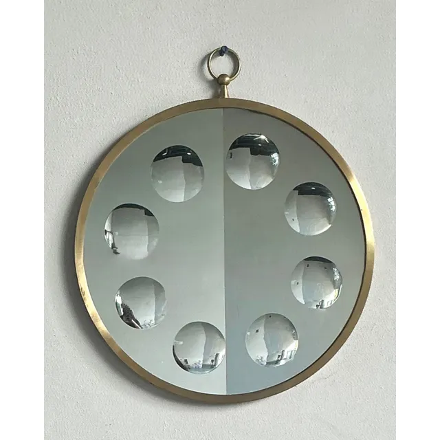 Vintage Italian Convex Circles Mirror After Fornasetti — additional photo 5