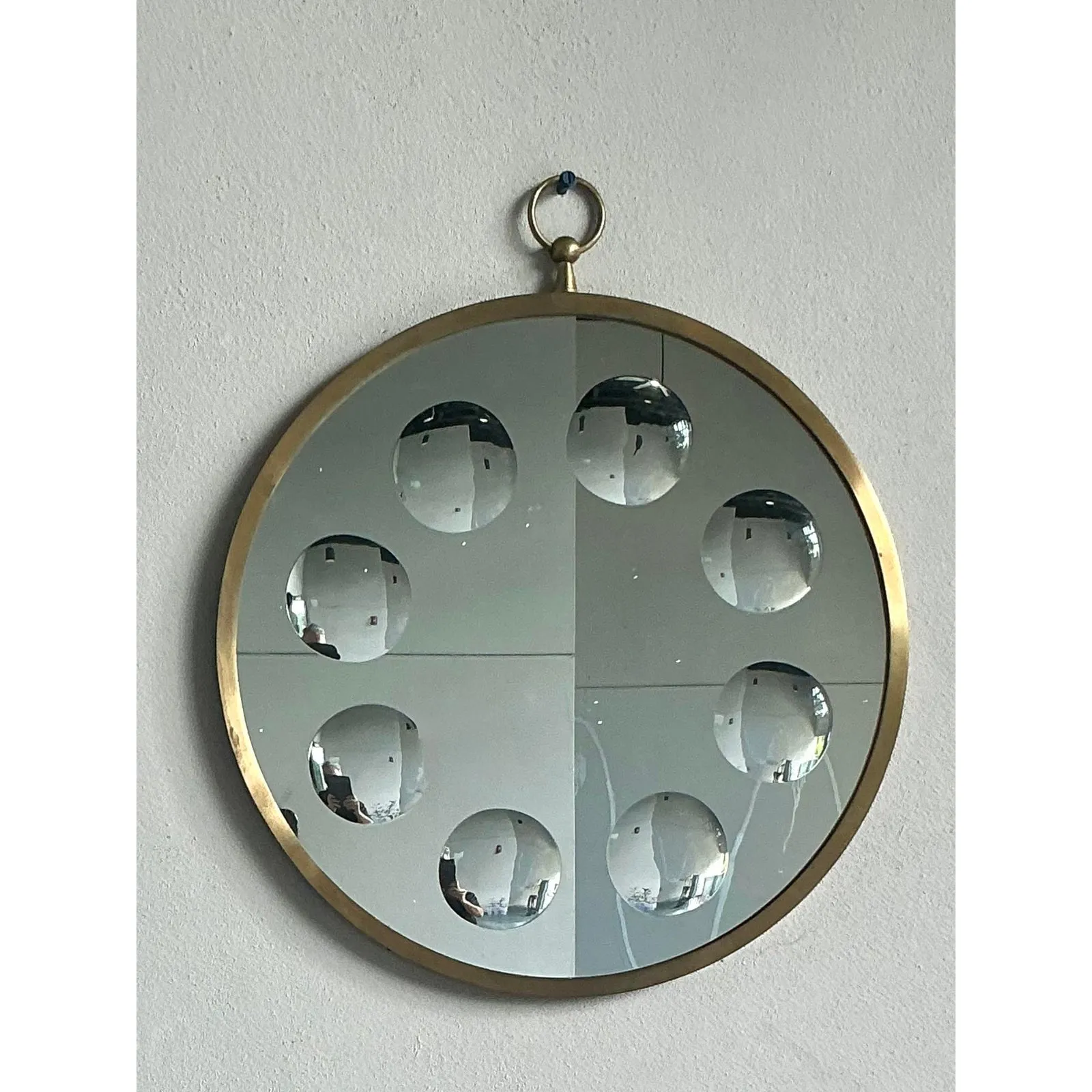 Vintage Italian Convex Circles Mirror After Fornasetti — additional photo 6