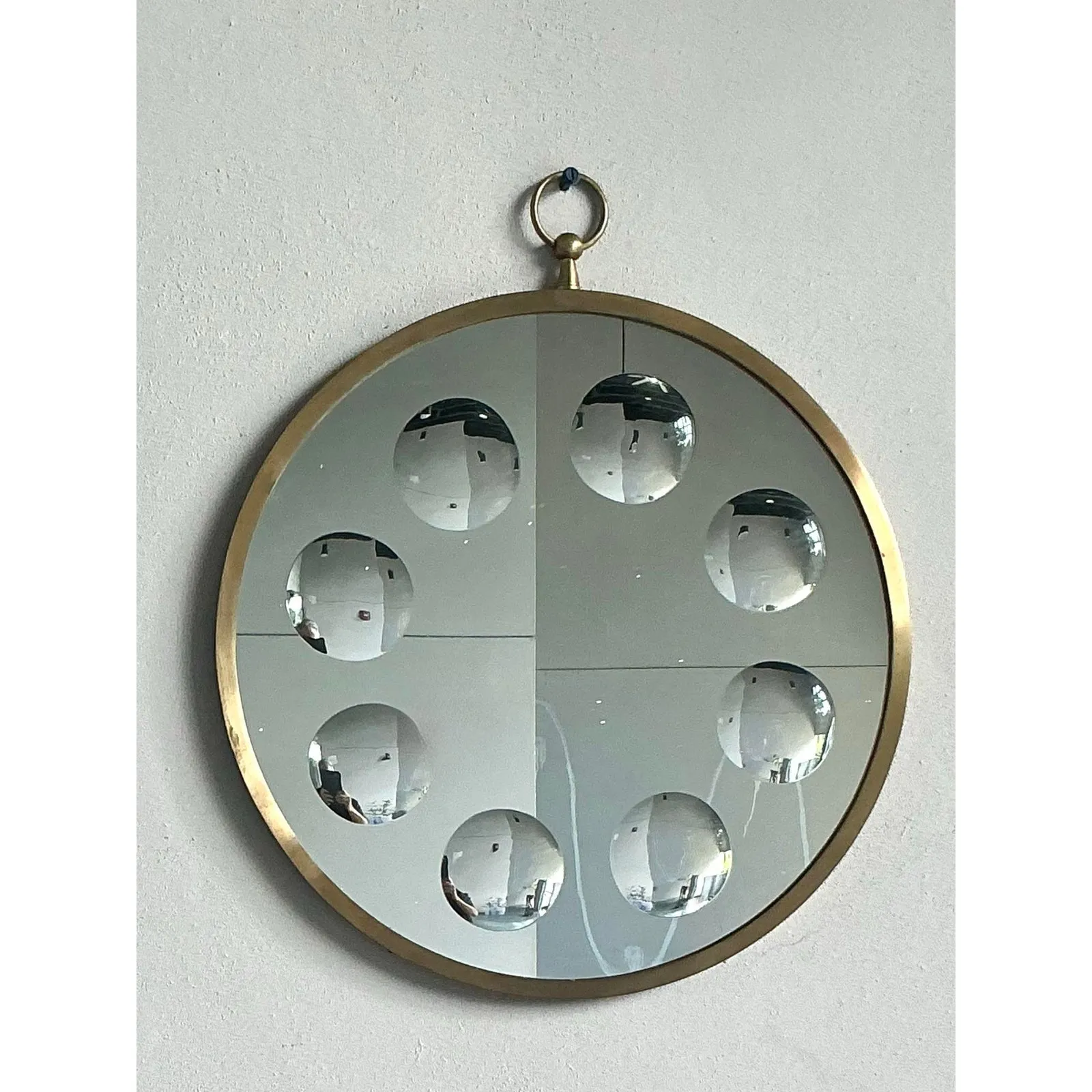 Vintage Italian Convex Circles Mirror After Fornasetti — additional photo 7