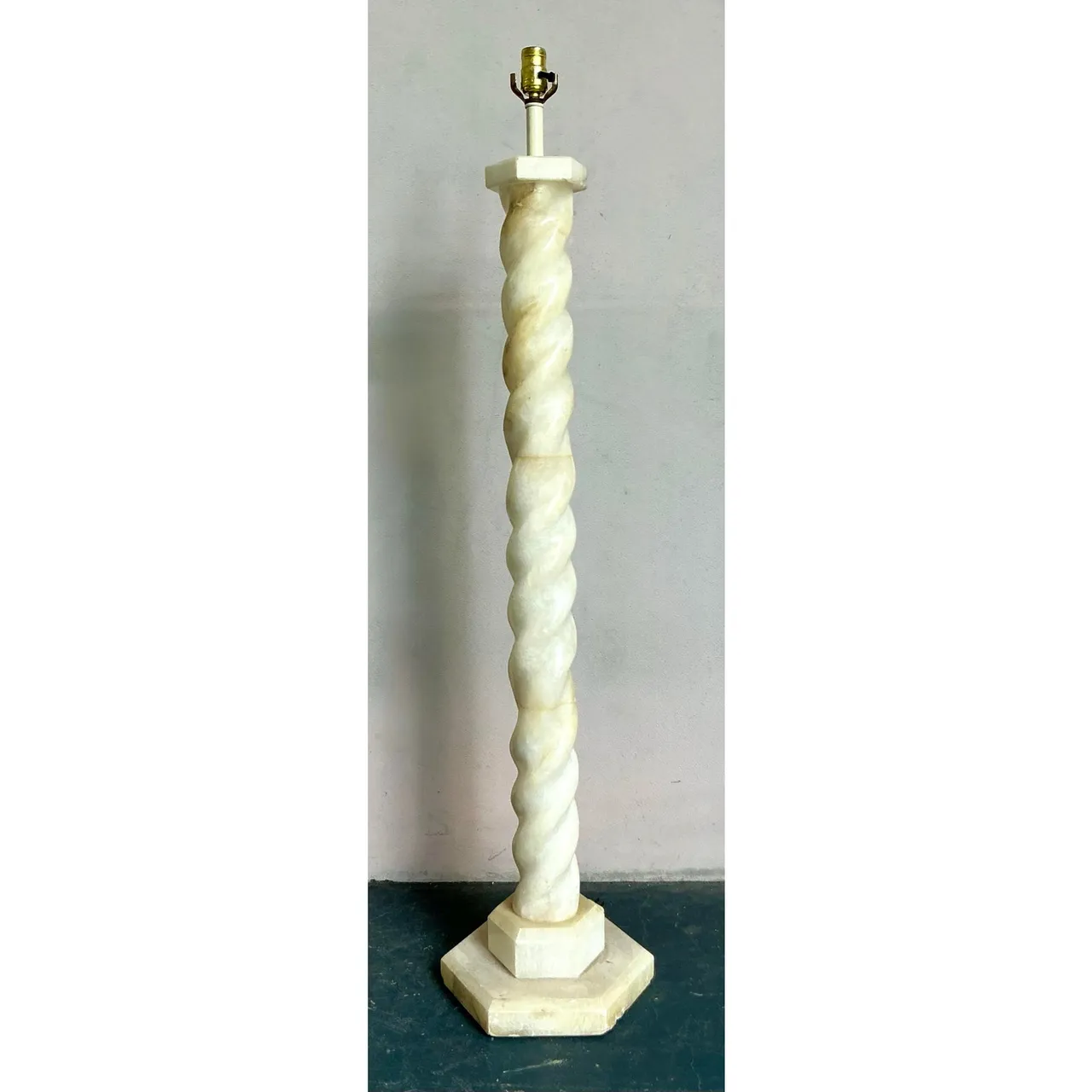 Vintage Boho Alabaster Barley Twist Floor Lamp