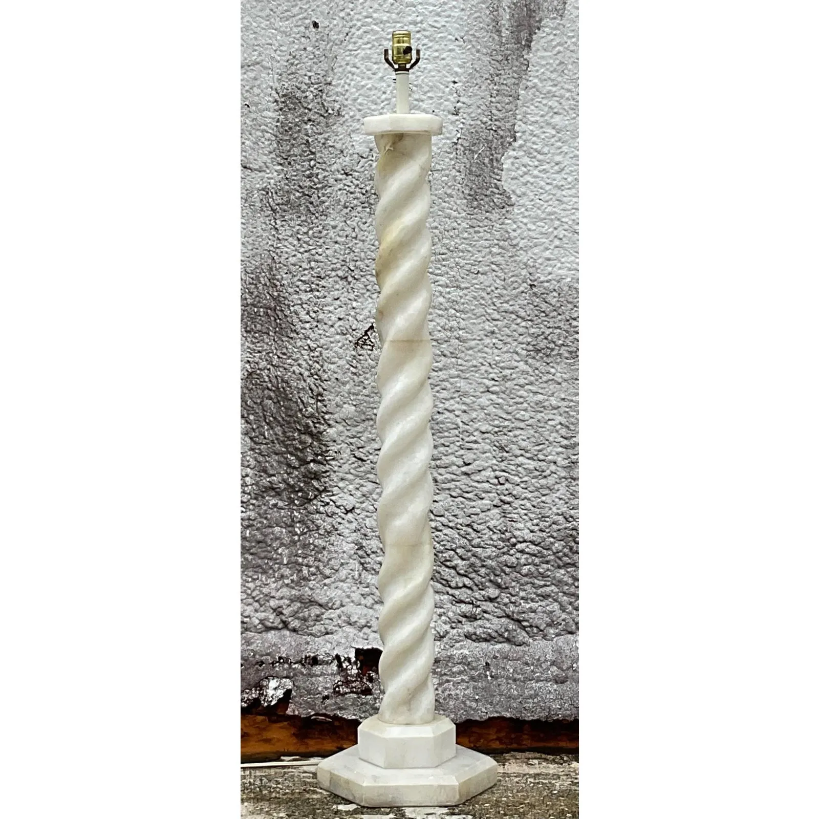 Vintage Boho Alabaster Barley Twist Floor Lamp — additional photo 1