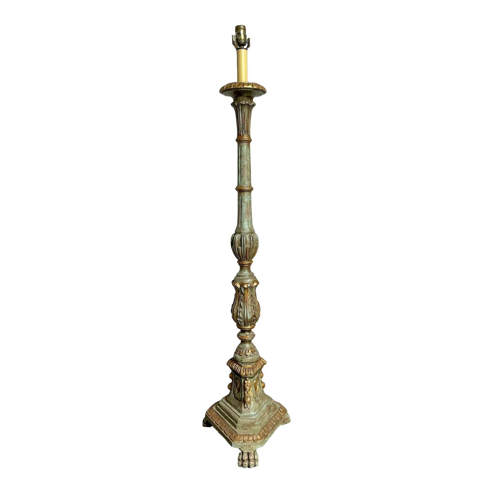 Vintage Regency Sarreid Gilt Tipped Floor Lamp