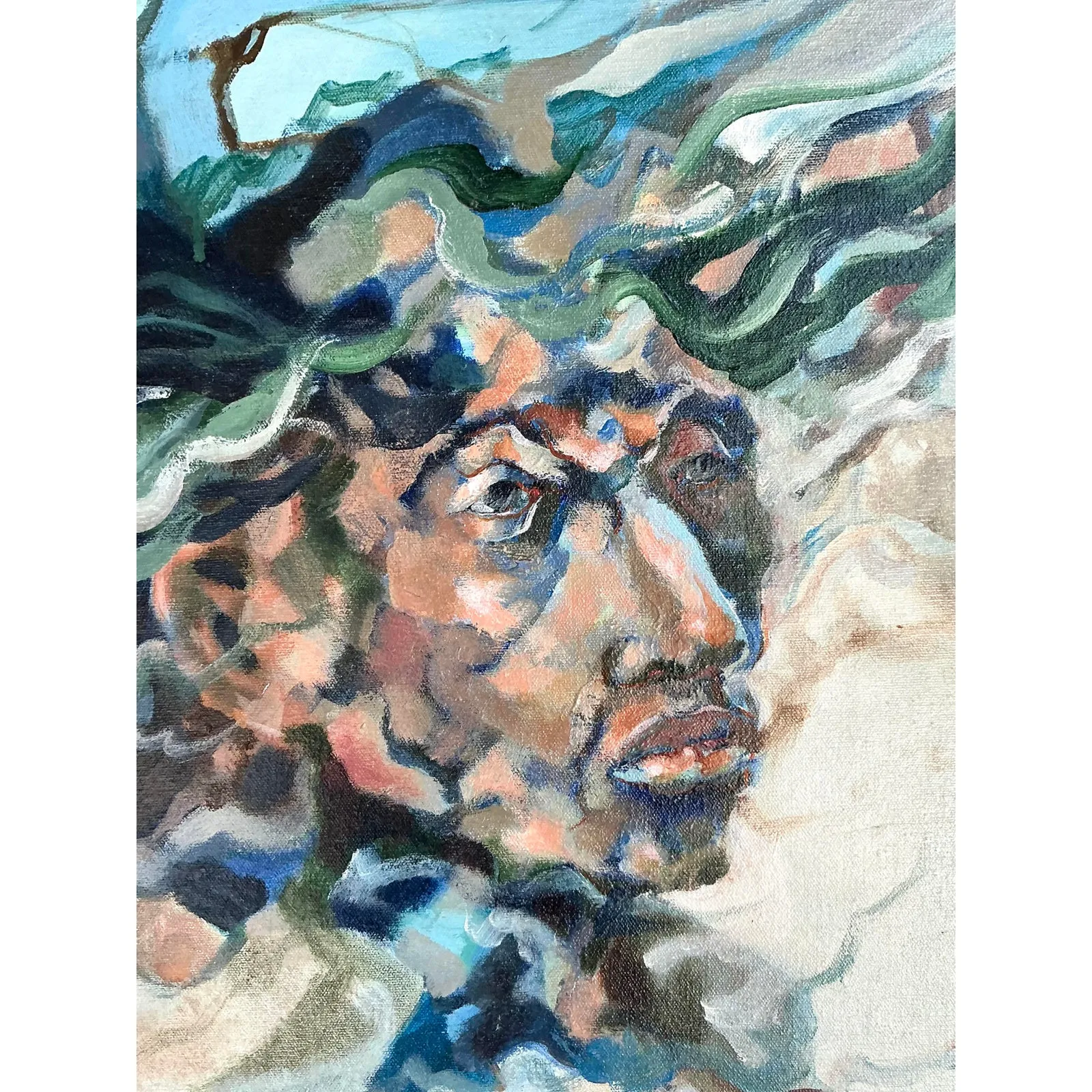 Vintage Boho Original Abstract Figurative on Canvas — additional photo 7