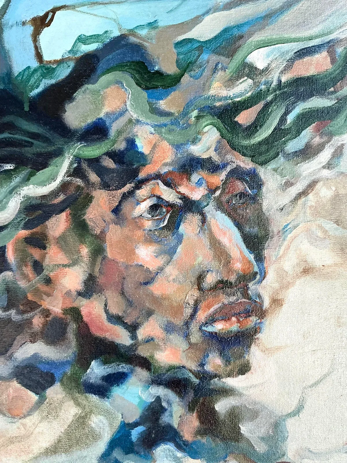 Vintage Boho Original Abstract Figurative on Canvas — additional photo 6