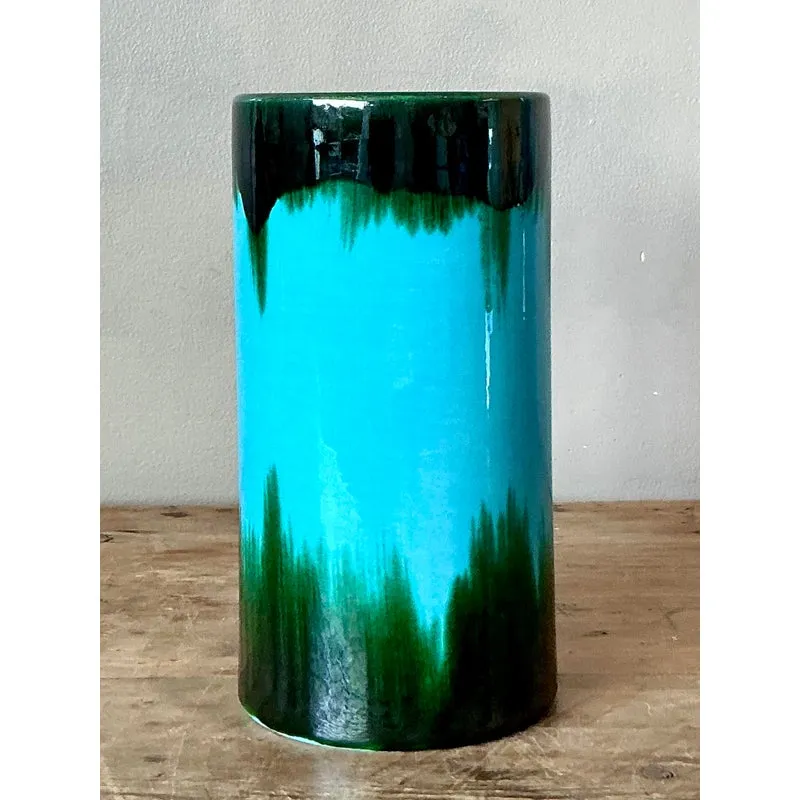 Vintage Boho Glazed Ceramic Vase - Ceramic, 4W x 8H — additional photo 1