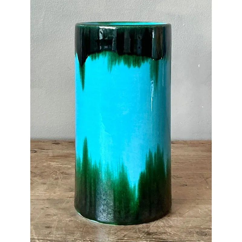Vintage Boho Glazed Ceramic Vase - Ceramic, 4W x 8H — additional photo 3