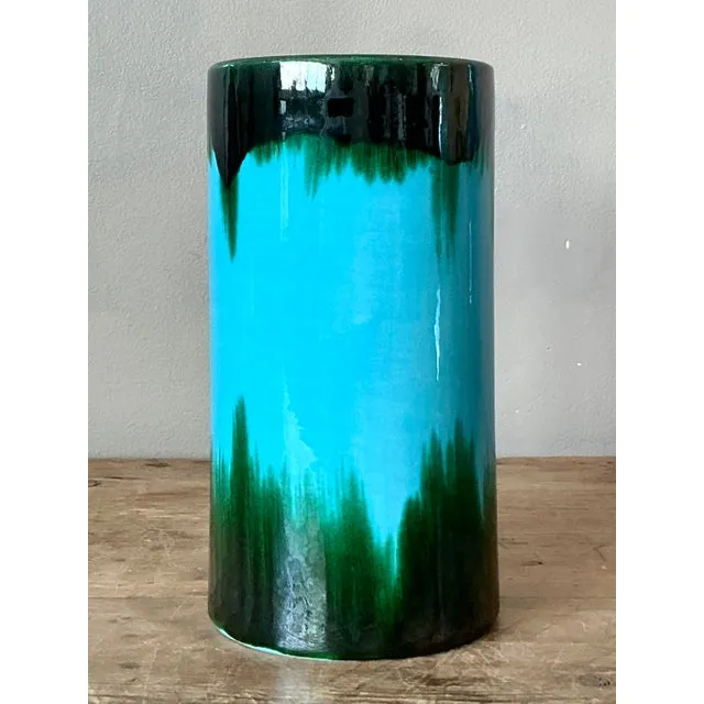 Vintage Boho Glazed Ceramic Vase - Ceramic, 4W x 8H — additional photo 4