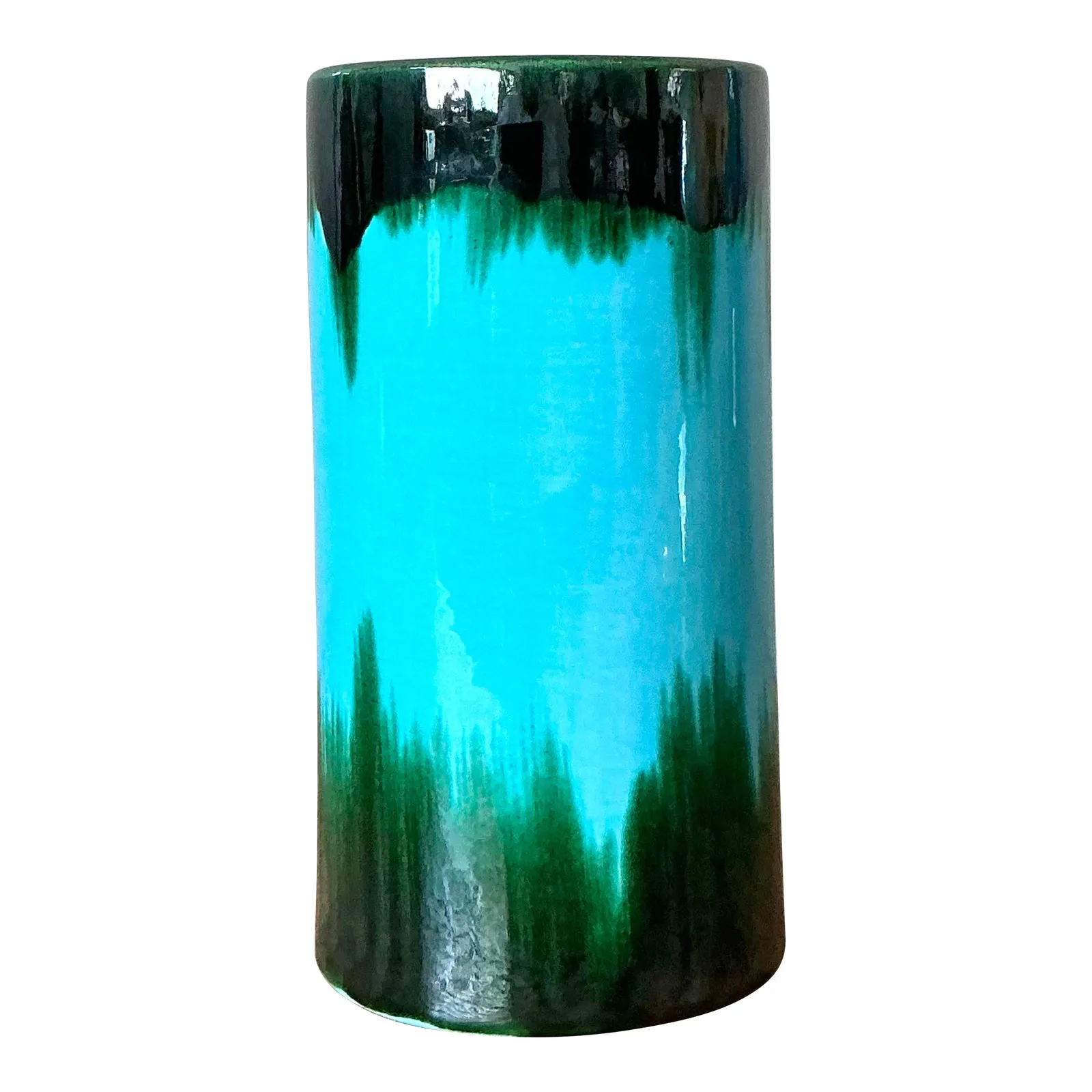 Vintage Boho Glazed Ceramic Vase - Ceramic, 4W x 8H — additional photo 1