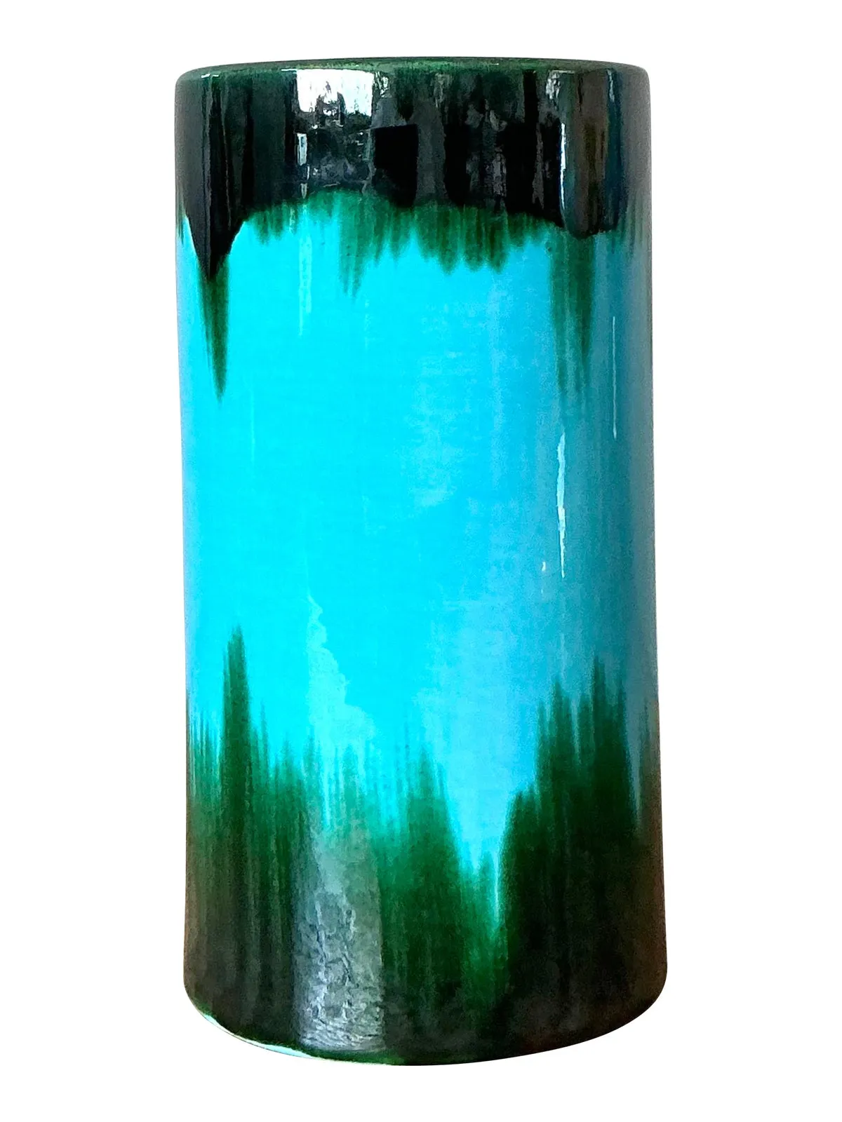 Vintage Boho Glazed Ceramic Vase - Ceramic, 4W x 8H