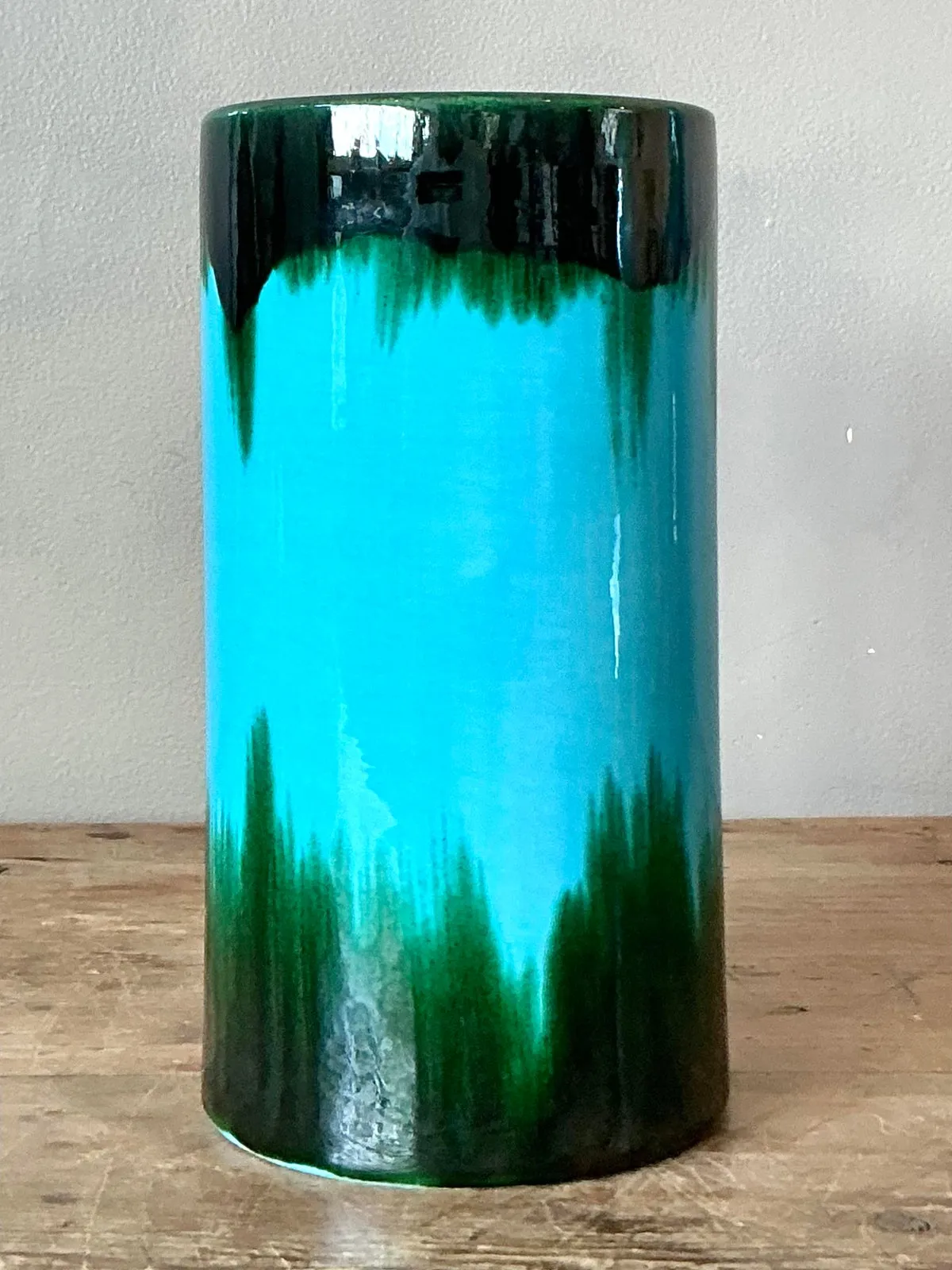 Vintage Boho Glazed Ceramic Vase - Ceramic, 4W x 8H — additional photo 6