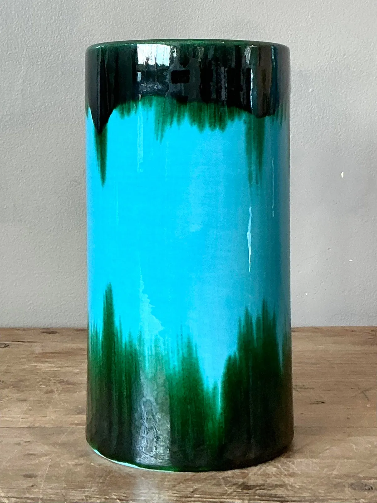 Vintage Boho Glazed Ceramic Vase - Ceramic, 4W x 8H — additional photo 8