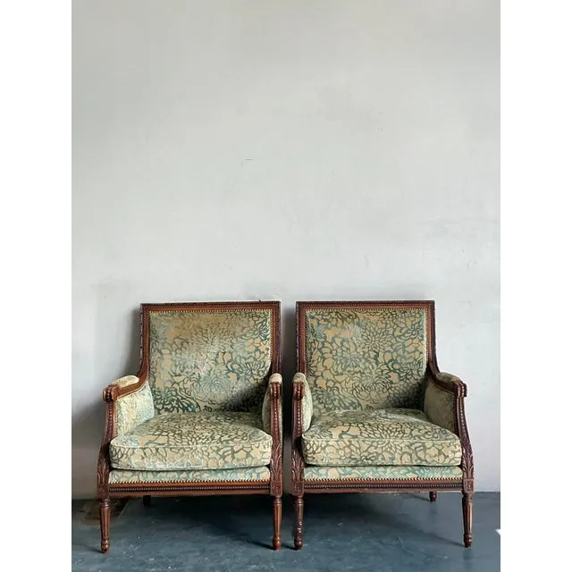 Vintage Regency Carved Detail Bergere Chairs - A Pair — additional photo 1