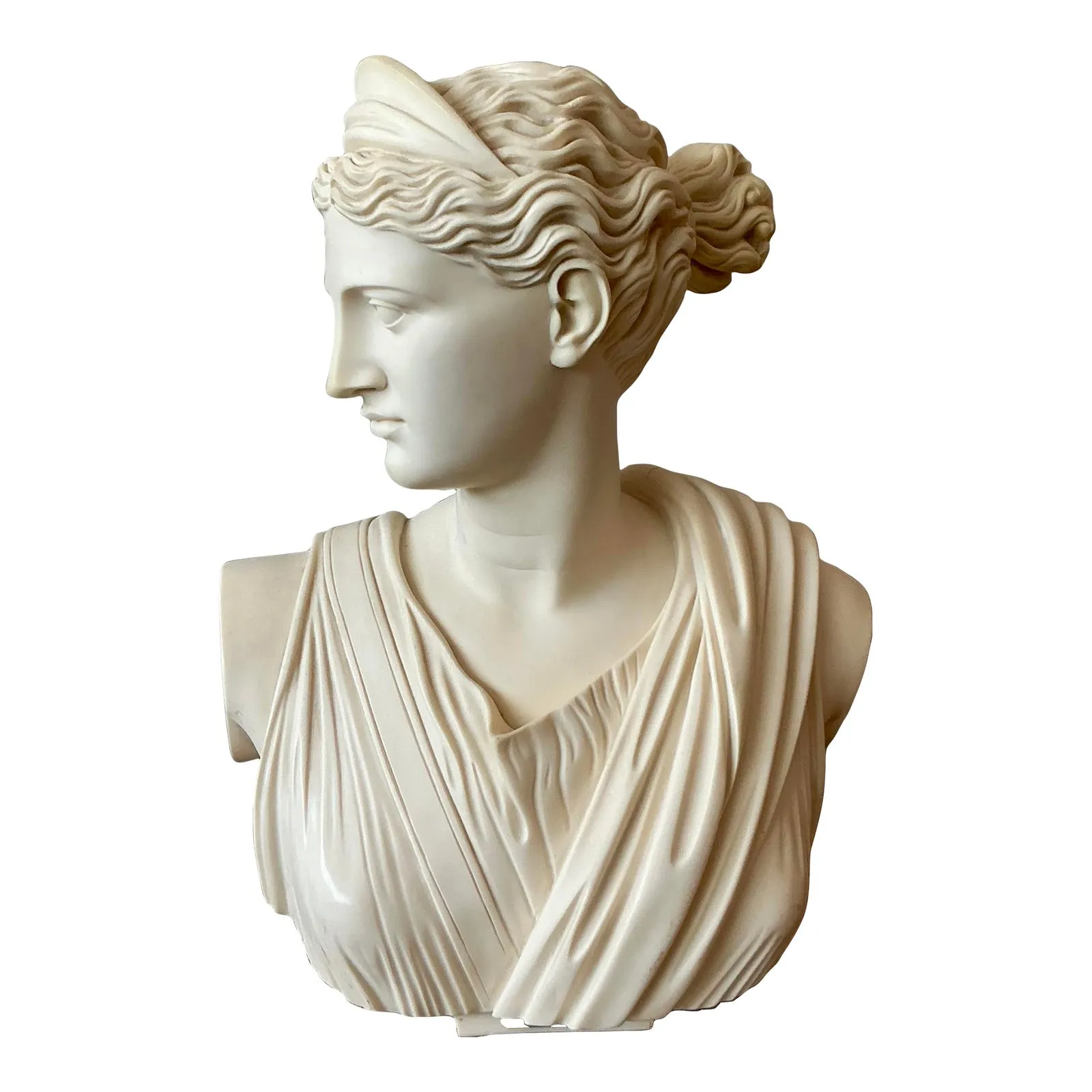 Vintage Boho Cast Stone Bust of Artemis Diana — additional photo 1