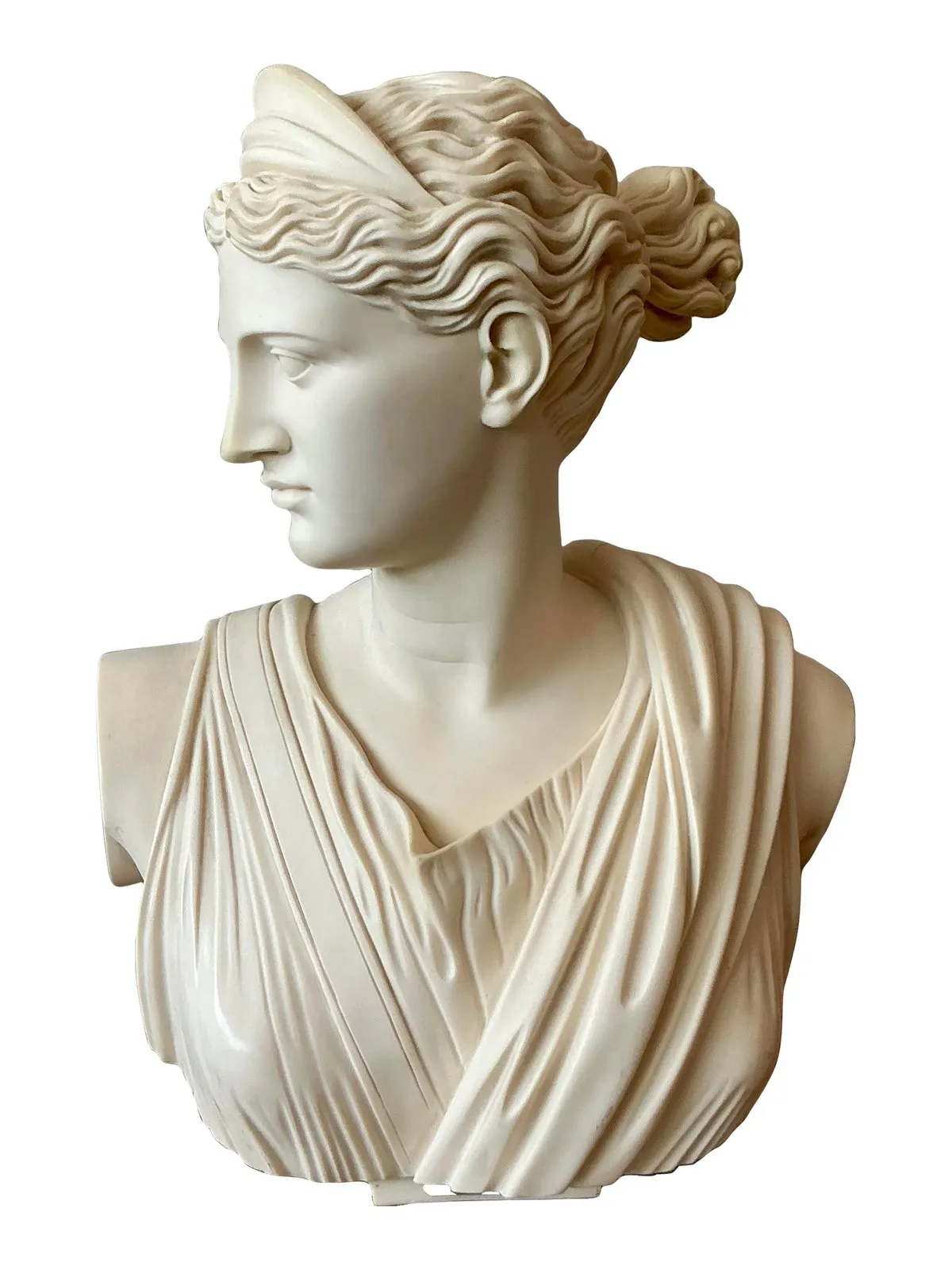 Vintage Boho Cast Stone Bust of Artemis Diana
