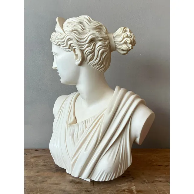 Vintage Boho Cast Stone Bust of Artemis Diana — additional photo 8