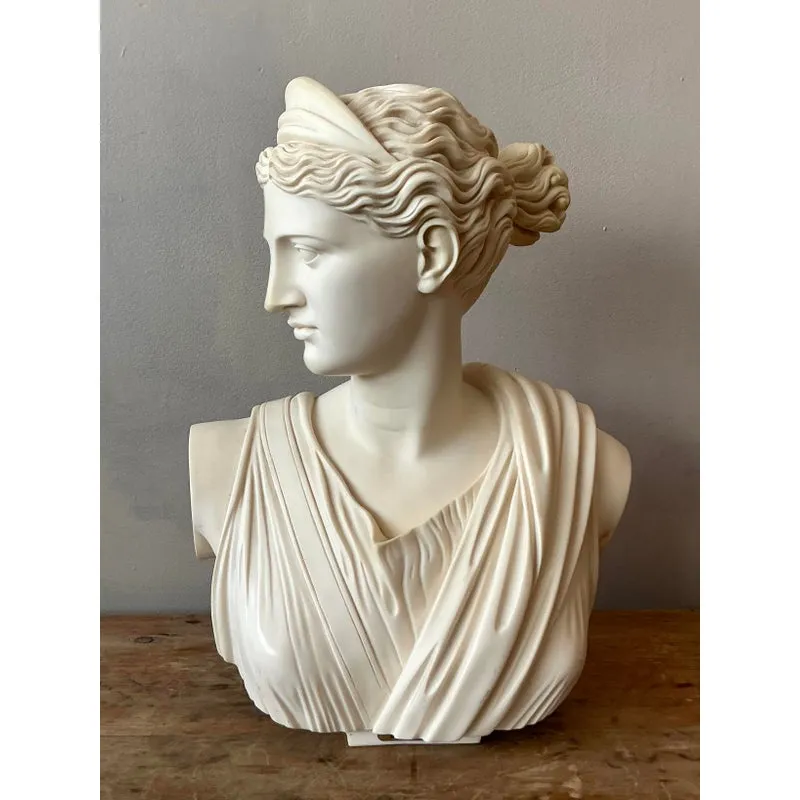 Vintage Boho Cast Stone Bust of Artemis Diana — additional photo 3