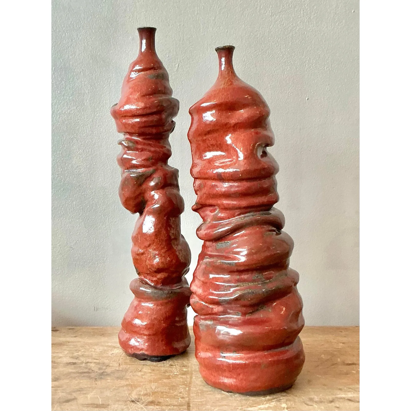 Vintage Boho Original Studio Pottery Vases - Set of 2 — additional photo 3