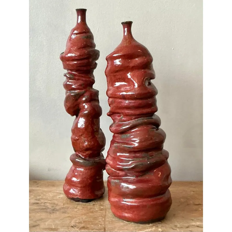 Vintage Boho Original Studio Pottery Vases - Set of 2 — additional photo 2