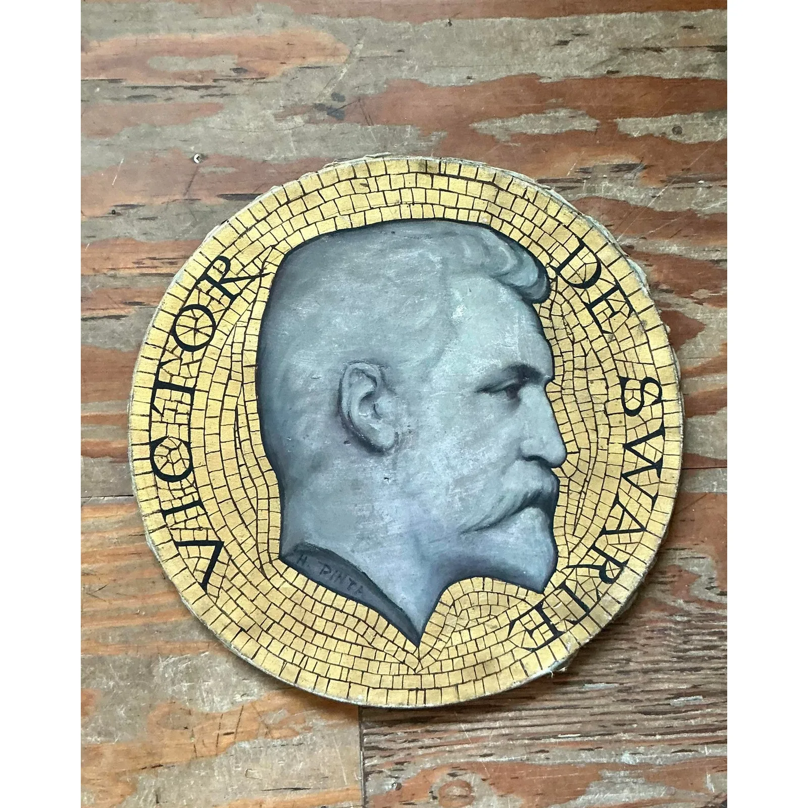 Vintage Boho Mosaic Medallion Original Oil Painting on Canvas — additional photo 1