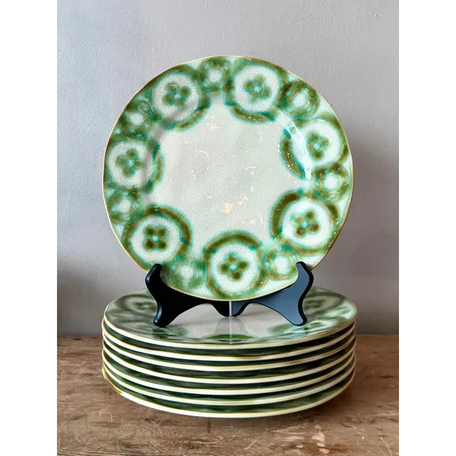Vintage Boho Portuguese Hand Painted Dinner Plates - Set of 8 — additional photo 2