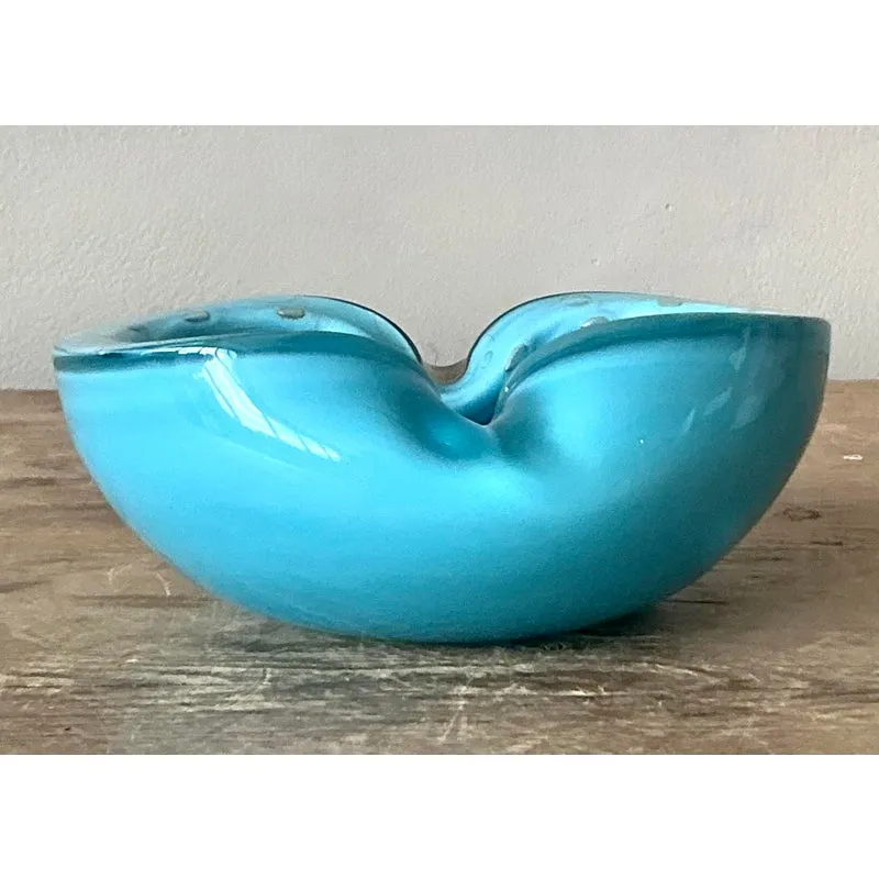 Vintage Italian Art Glass Bowl After Murano - Glass, 6W x 2.25H - Back view