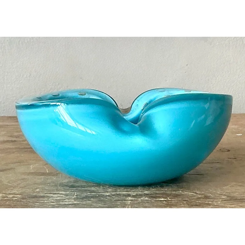 Vintage Italian Art Glass Bowl After Murano - Glass, 6W x 2.25H - Angle view