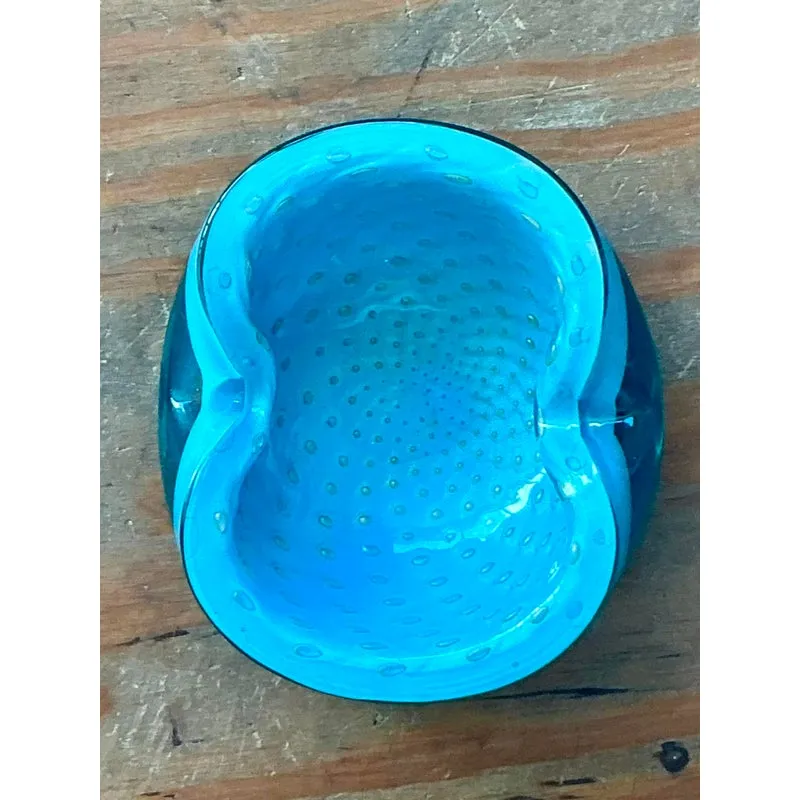 Vintage Italian Art Glass Bowl After Murano - Glass, 6W x 2.25H - Close-up view