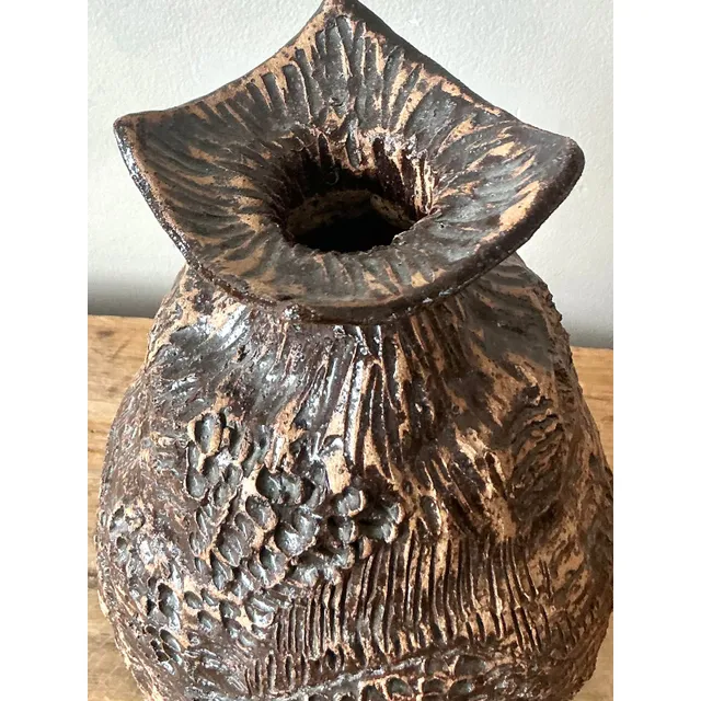 Vintage Boho Original Studio Pottery Vase - Ceramic, 7W x 11H — additional photo 6