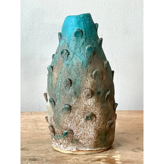 Vintage Boho Studio Pottery Prickly Pear Vase — additional photo 1