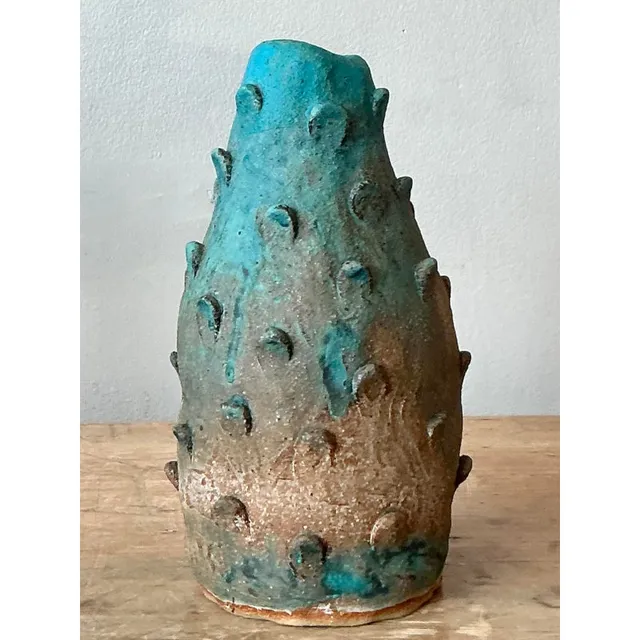 Vintage Boho Studio Pottery Prickly Pear Vase — additional photo 2