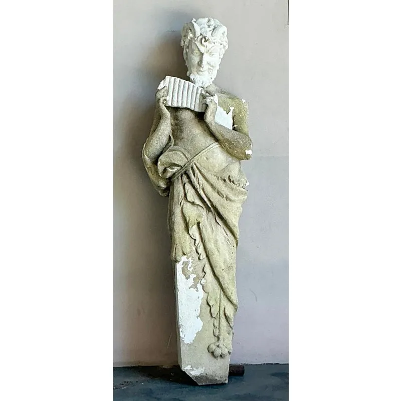 Vintage Boho Cast Concrete Figure of Pan — additional photo 3