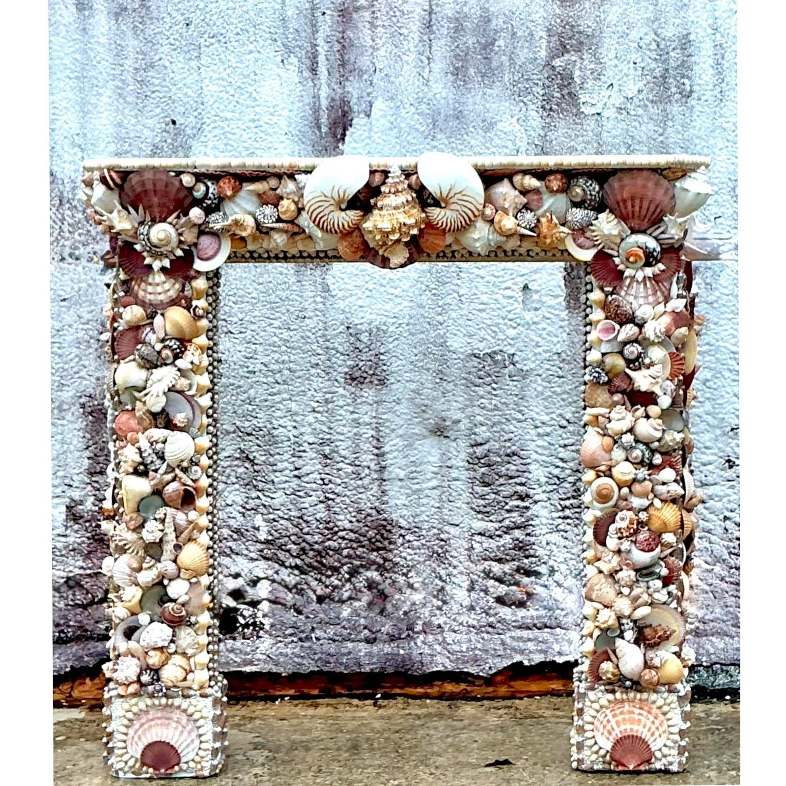 Vintage Boho Shell Encrusted Fireplace Surround — additional photo 1