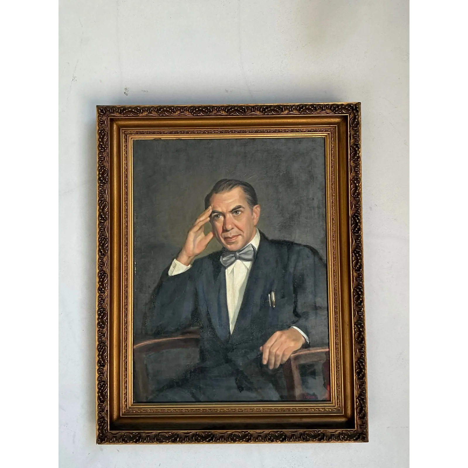 Vintage Boho 1950s Original Oil Portrait of Man — additional photo 2