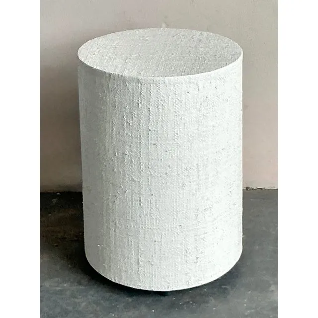 Vintage Boho Painted Grasscloth Side Table — additional photo 3