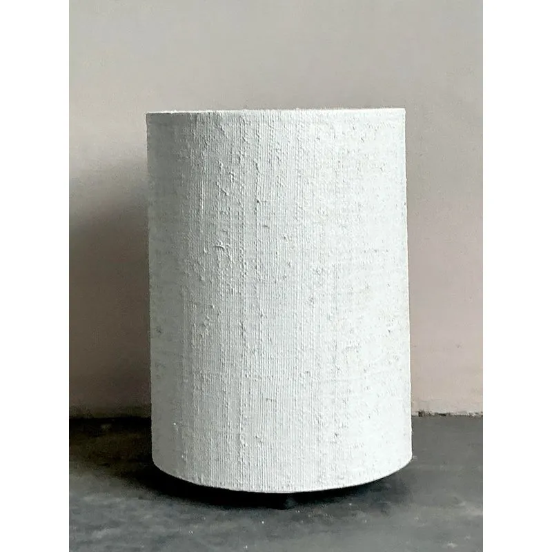 Vintage Boho Painted Grasscloth Side Table — additional photo 8